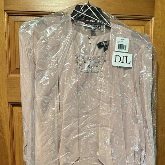 NWT SLNY 9470367 Chiffon Wedding Guest Dress Faded Rose Size 14W - Picture 6 of 7
